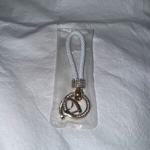 White‎ And Gold Leather Key Holder/purse Charm